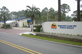 Emerald Coast RV beach resort entrance
